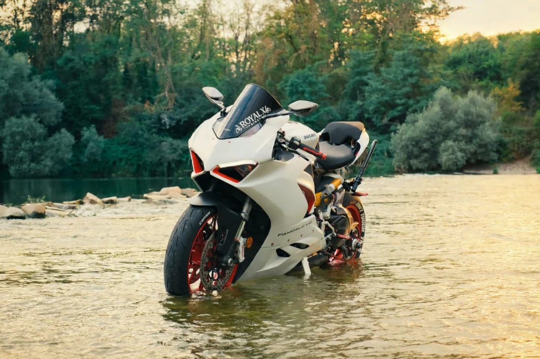 Ducati facing the river current