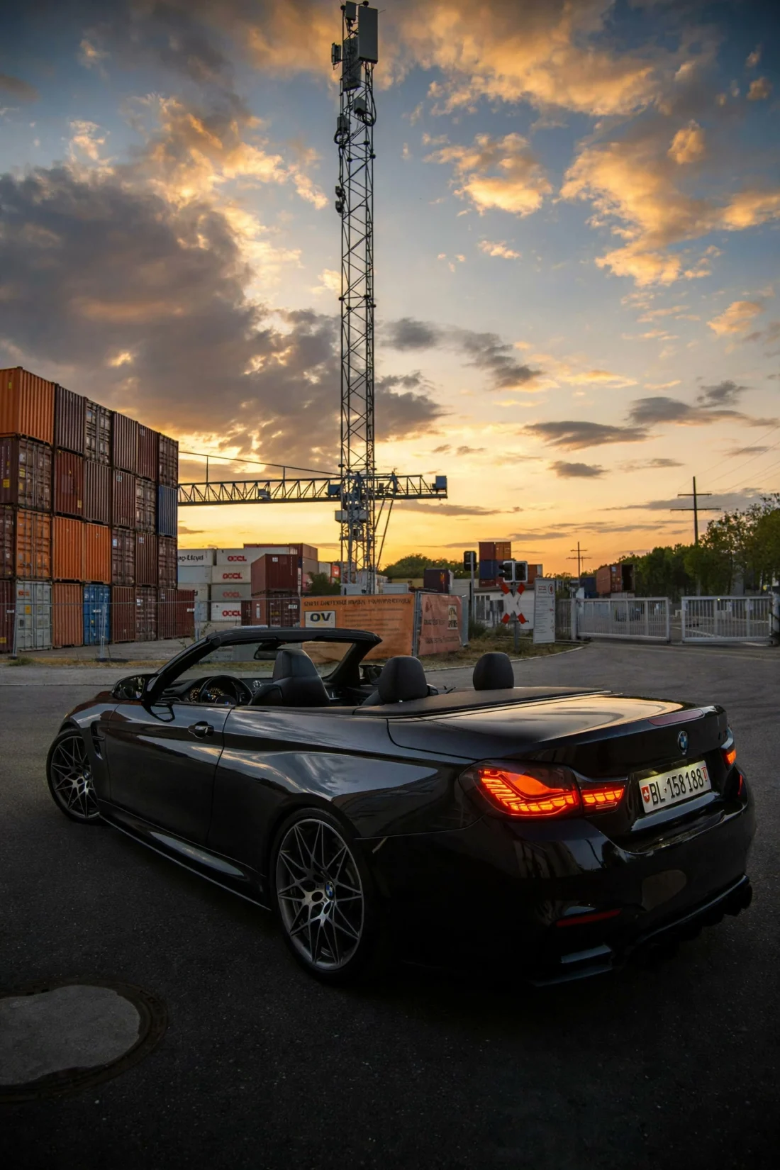 M4 rear three-quarter with container cranes