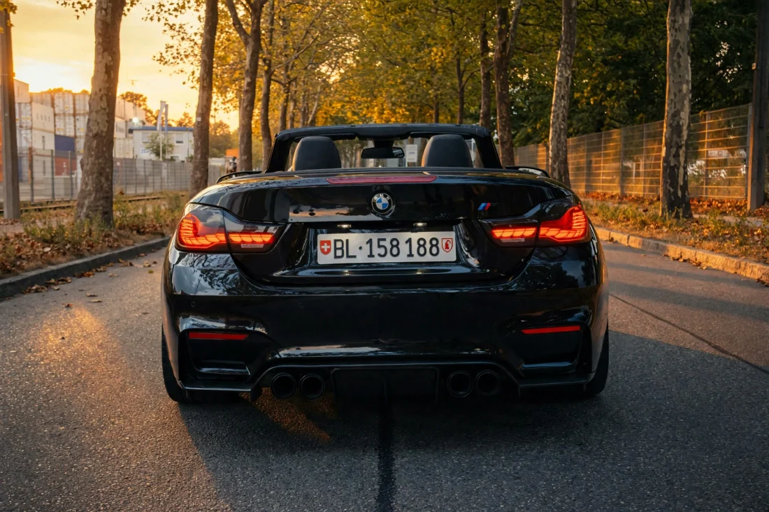 M4 rear on the road at sundown